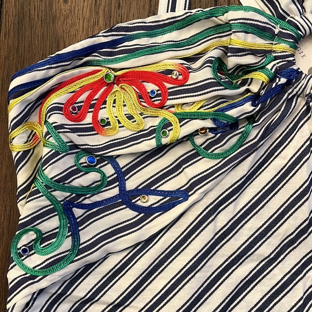 Anthropologie NWT Avril Embroidered Striped Knit Halter Size M. - Picture 11 of 13